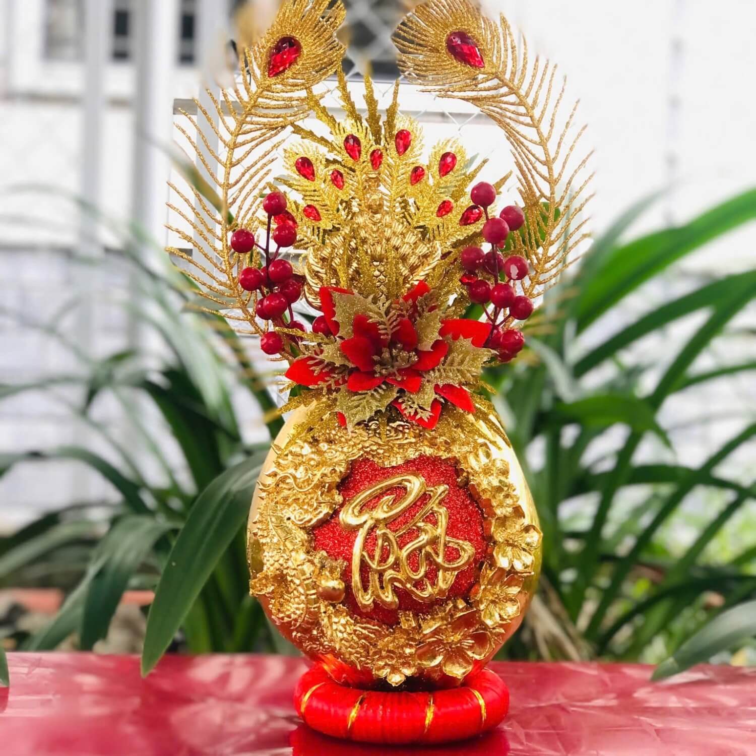 Mẫu dừa chưng Tết Bính Ngọ đẹp, chữ thư pháp Phát