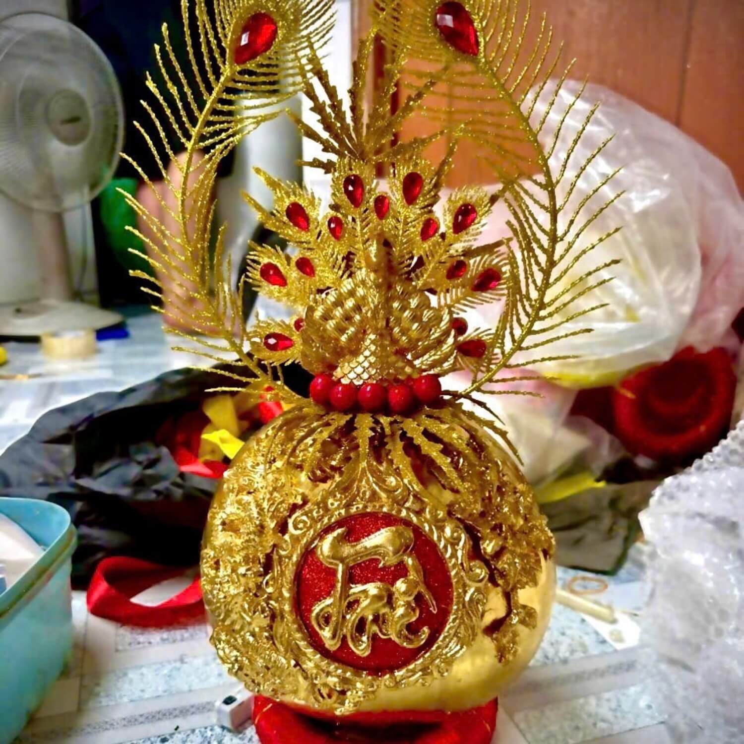 Mẫu dừa chưng Tết đẹp, chữ thư pháp Tài