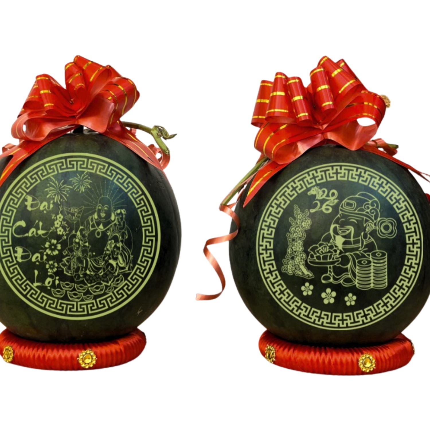 Cặp dưa hấu khắc Đại Cát Đại Lợi và Tết 2026