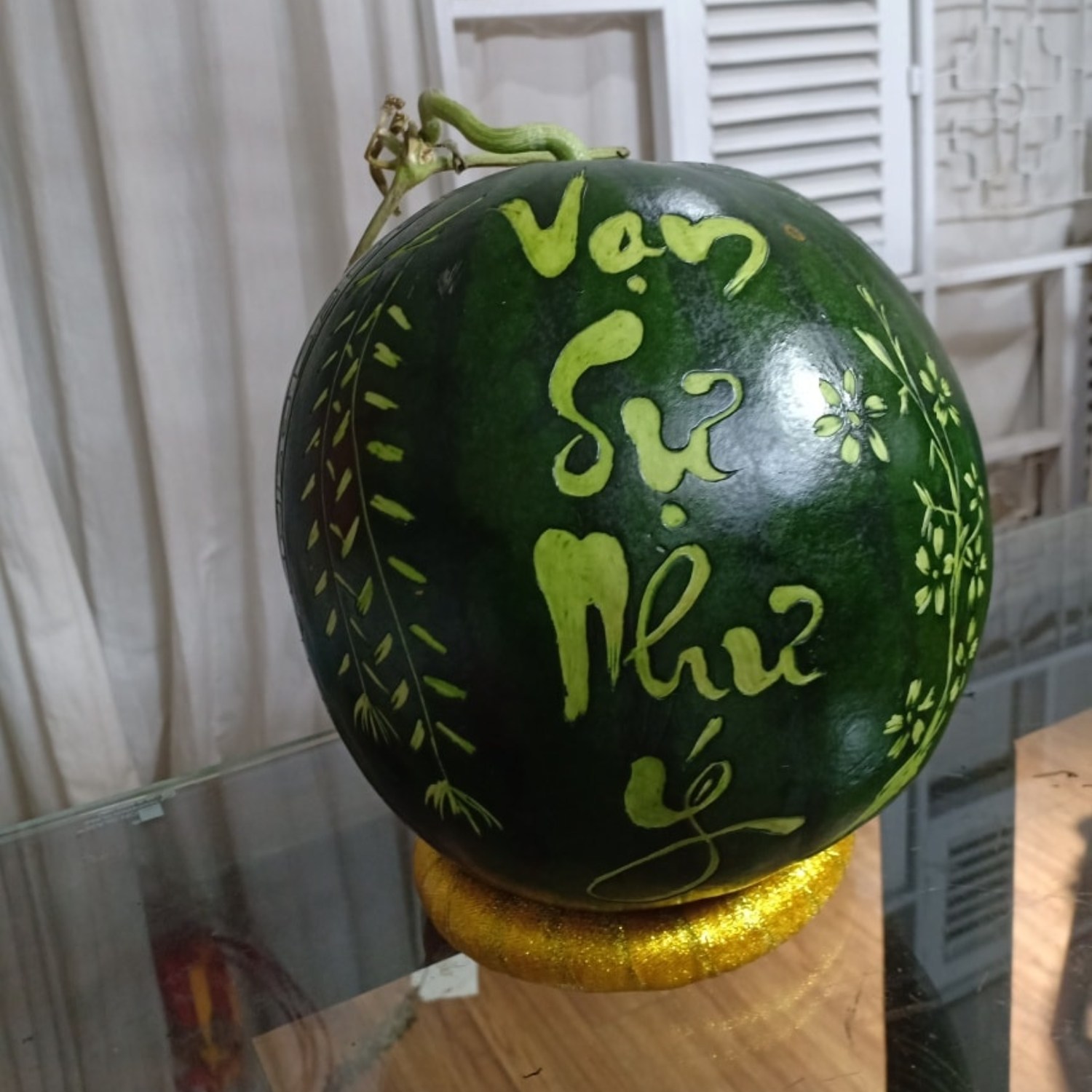 Mẫu khắc dưa hấu Vạn Sự Như Ý