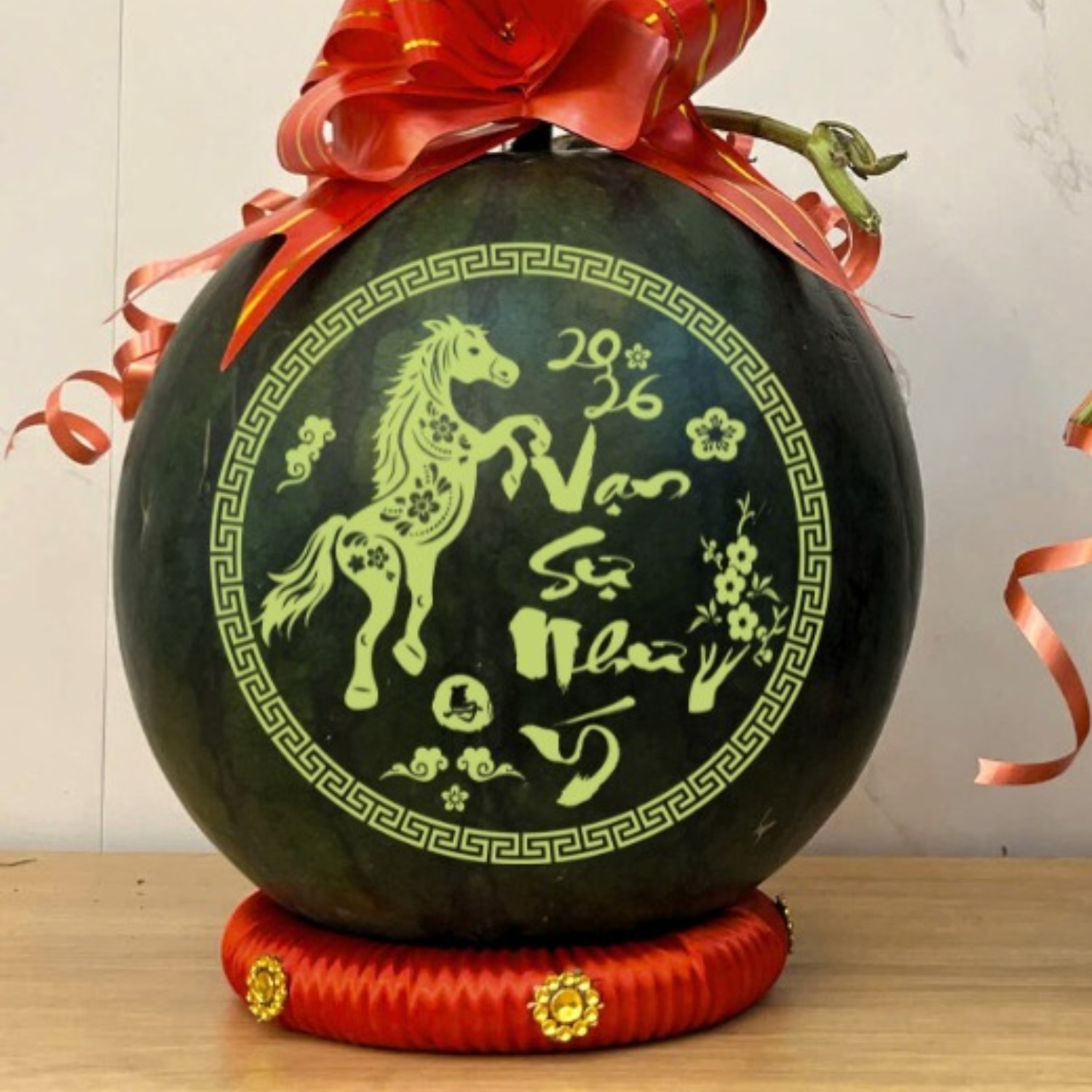 Mẫu khắc dưa hấu Vạn Sự Như Ý